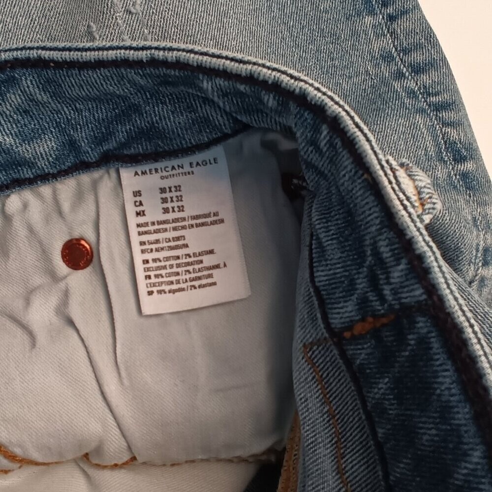 American Eagle Mens Airflex+ Jeans Light Blue Size 30x32 Distressed Slim Denim - Picture 5 of 10